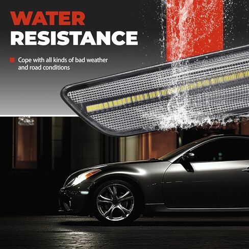 HECASA Pair LED Front Side Marker Lights Compatible with 2003-2007 Infiniti G35 2D Coupe 2002-2007 Nissan Skyline V35 Coupe Bumper Side Marker Lamps Turn Signal Light White LED Clear Lens in Saudi Arabia
