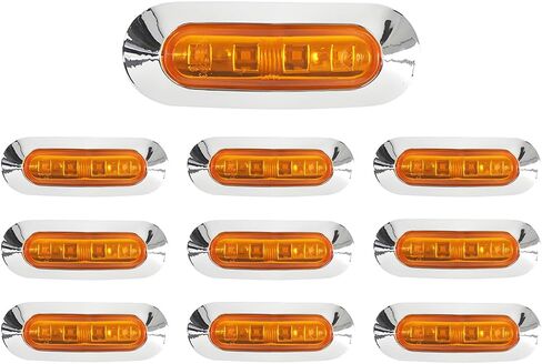 10 قطع من مصابيح LED للعلامات الجانبية للسيارة، DC12-24V 4 مصابيح LED للتخليص الأمامي والخلفي للمقطورة، مصباح تحذير لعلامة ذيل الشاحنة عالي السطوع، عالمي لمقطورة الشاحنة (أصفر) in Kuwait