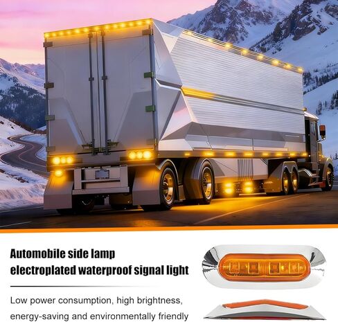10 قطع من مصابيح LED للعلامات الجانبية للسيارة، DC12-24V 4 مصابيح LED للتخليص الأمامي والخلفي للمقطورة، مصباح تحذير لعلامة ذيل الشاحنة عالي السطوع، عالمي لمقطورة الشاحنة (أصفر) in Kuwait