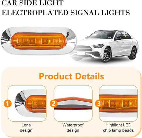 10 قطع من مصابيح LED للعلامات الجانبية للسيارة، DC12-24V 4 مصابيح LED للتخليص الأمامي والخلفي للمقطورة، مصباح تحذير لعلامة ذيل الشاحنة عالي السطوع، عالمي لمقطورة الشاحنة (أصفر) in Kuwait