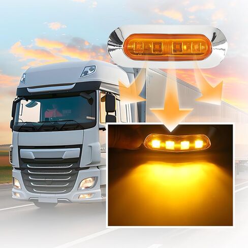 10 قطع من مصابيح LED للعلامات الجانبية للسيارة، DC12-24V 4 مصابيح LED للتخليص الأمامي والخلفي للمقطورة، مصباح تحذير لعلامة ذيل الشاحنة عالي السطوع، عالمي لمقطورة الشاحنة (أصفر) in Kuwait
