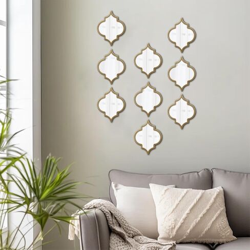 Vintage Oval Small Gold Mirror 8 X 10 Inch, Set of 3 Hanging Scalloped Decorative Metal Mirrors for Wall Decor Living Room Entryway Hallway Bedroom, Unique Metal Wall Art in Saudi Arabia