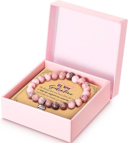 Landical Be My Galentine Friendship Bracelet Galentines Day Gifts for Friends Valentine Bracelets Gift for Women Natural Stone Bracelet with Box Card for Friend Bestie Women Valentine Party Favors in Saudi Arabia