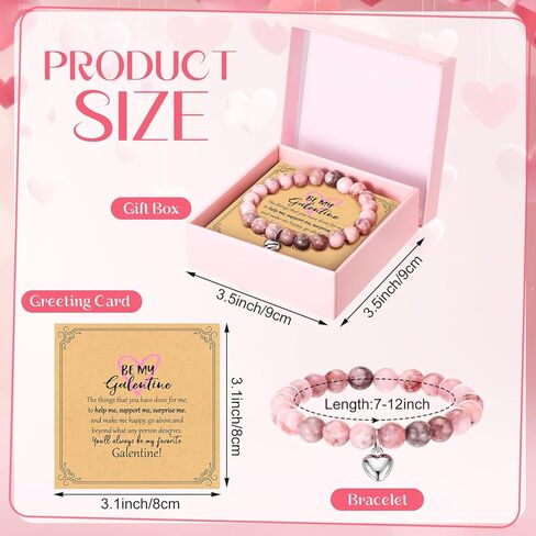 Landical Be My Galentine Friendship Bracelet Galentines Day Gifts for Friends Valentine Bracelets Gift for Women Natural Stone Bracelet with Box Card for Friend Bestie Women Valentine Party Favors in Saudi Arabia