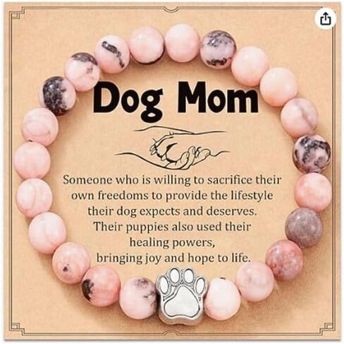 tenghong2021 Natural Stone Bracelets Dog Claw Beads Bracelet for Women Mom Friends Mother's Day Thanksgiving Christmas Gifts Pet Dogs Inspirational Dog Lovers Jewelry in Saudi Arabia