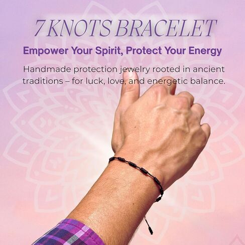 Black String Bracelet 7 Knots of Protection Amulet – Adjustable Kabbalah Good Luck Bracelet – Handmade Red String of Fate for Women & Men (2) in Saudi Arabia
