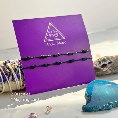 Black String Bracelet 7 Knots of Protection Amulet – Adjustable Kabbalah Good Luck Bracelet – Handmade Red String of Fate for Women & Men (2) in Saudi Arabia