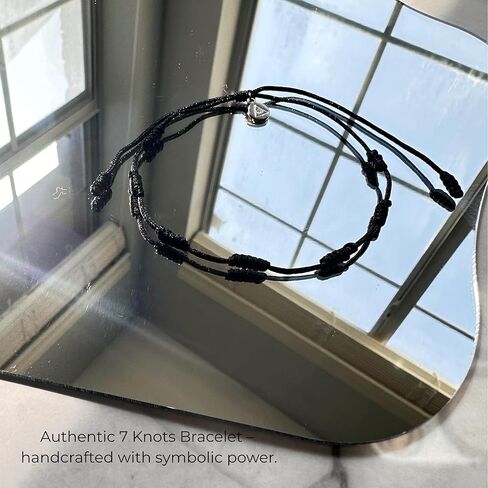 Black String Bracelet 7 Knots of Protection Amulet – Adjustable Kabbalah Good Luck Bracelet – Handmade Red String of Fate for Women & Men (2) in Saudi Arabia