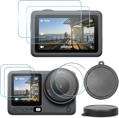 Screen Protector appliable for DJI Osmo Action 5 Pro LCD + Small Screen + Lens Protector [2+2+2 Pack] Tempered Glass Scratch resistance Easy Installation in Kuwait