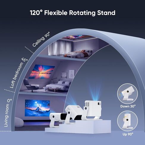 جهاز عرض مزود بتقنية WiFi وبلوتوث، جهاز عرض خارجي مُحدث لعام 2024، جهاز عرض أفلام يدعم 1080P، 12000L in Kuwait