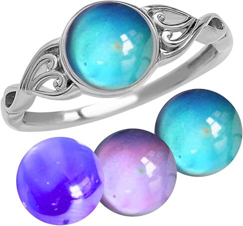 خاتم المزاج | إكسسوار غامض سحري متغير اللون، هدية عاطفية سحرية فريدة من نوعها، حلقة حجرية مزاجية لدرجة حرارة الجسم in Kuwait