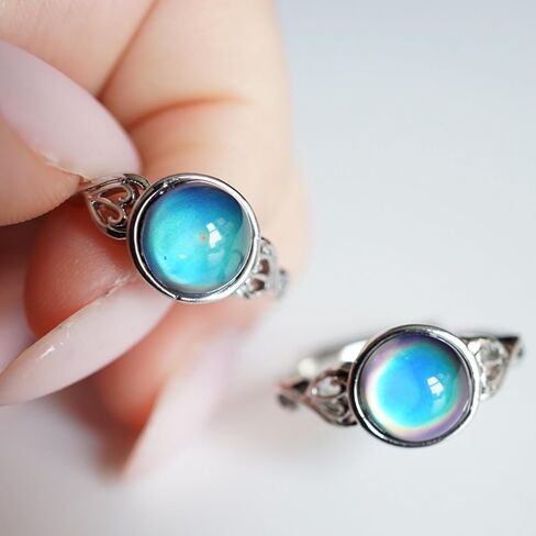 خاتم المزاج | إكسسوار غامض سحري متغير اللون، هدية عاطفية سحرية فريدة من نوعها، حلقة حجرية مزاجية لدرجة حرارة الجسم in Kuwait