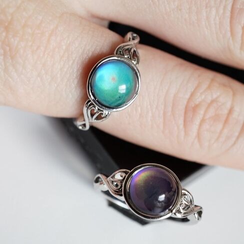 خاتم المزاج | إكسسوار غامض سحري متغير اللون، هدية عاطفية سحرية فريدة من نوعها، حلقة حجرية مزاجية لدرجة حرارة الجسم in Kuwait