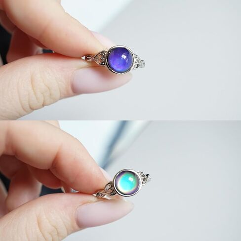 خاتم المزاج | إكسسوار غامض سحري متغير اللون، هدية عاطفية سحرية فريدة من نوعها، حلقة حجرية مزاجية لدرجة حرارة الجسم in Kuwait