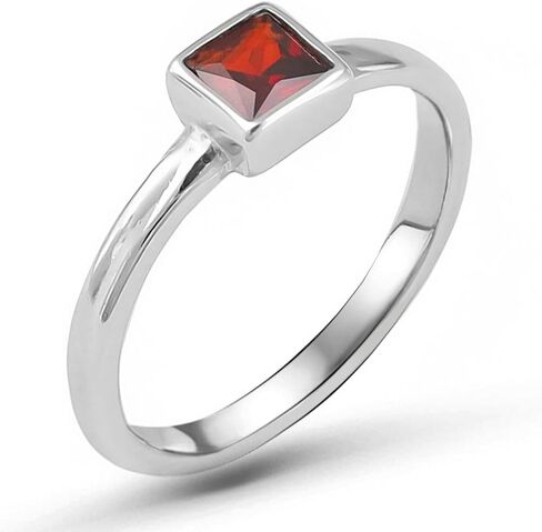 حقيقي 925 فضة الأميرة قطع مربع الشكل الأحمر تشيكوسلوفاكيا مكعب زركونيا روبي اللون حجر فاخر هدية خاتم لها in Kuwait