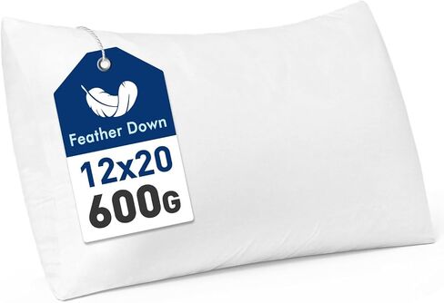 MIULEE Premium Feather and Down 12x20 Throw Pillow Insert Soft Fluffy Throw Pillow Double-Layer Cotton Fabric for Sofa Bed Couch Prevents Feather Leakage in Saudi Arabia