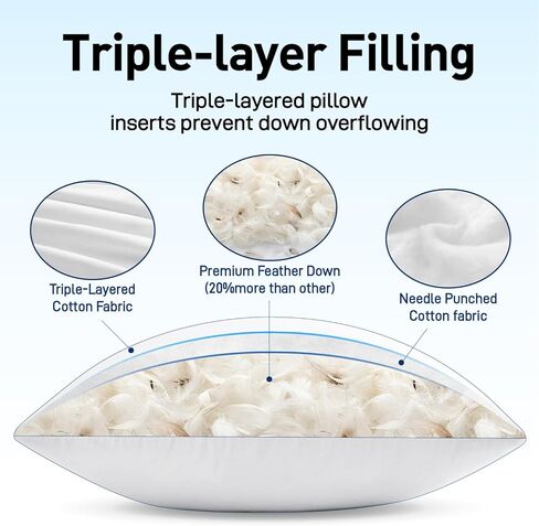 MIULEE Premium Feather and Down 12x20 Throw Pillow Insert Soft Fluffy Throw Pillow Double-Layer Cotton Fabric for Sofa Bed Couch Prevents Feather Leakage in Saudi Arabia
