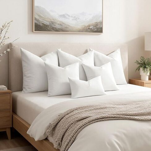 MIULEE Premium Feather and Down 12x20 Throw Pillow Insert Soft Fluffy Throw Pillow Double-Layer Cotton Fabric for Sofa Bed Couch Prevents Feather Leakage in Saudi Arabia