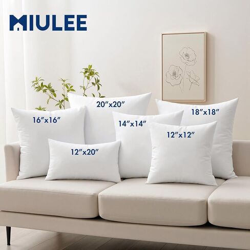 MIULEE Premium Feather and Down 12x20 Throw Pillow Insert Soft Fluffy Throw Pillow Double-Layer Cotton Fabric for Sofa Bed Couch Prevents Feather Leakage in Saudi Arabia