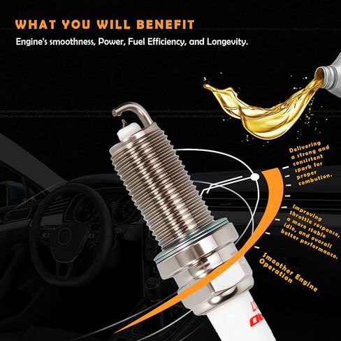 Set of 4 Upgraded Coil Pack and Spark Plugs Compatible with Toyota Prius Echo Yaris Scion XA XB 2001 2002 2003 2004 2005 2006 2007 2008 2009 1.5L L4 Replaces UF316 in Kuwait