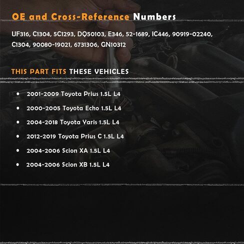 Set of 4 Upgraded Coil Pack and Spark Plugs Compatible with Toyota Prius Echo Yaris Scion XA XB 2001 2002 2003 2004 2005 2006 2007 2008 2009 1.5L L4 Replaces UF316 in Kuwait