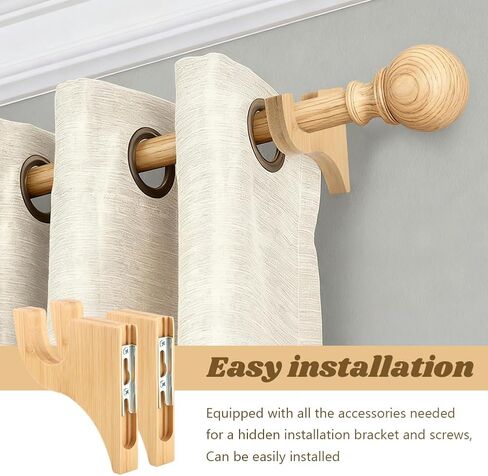 2 حزمة من دعامات قضيب الستارة الخشبية، دعامة مفردة من خشب الستارة كلاسيكية 3 1/2 بوصة لعمود 2 بوصة (لون الخشب) in Kuwait