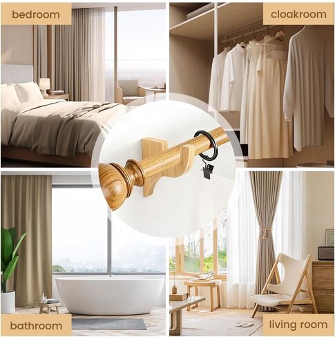 2 حزمة من دعامات قضيب الستارة الخشبية، دعامة مفردة من خشب الستارة كلاسيكية 3 1/2 بوصة لعمود 2 بوصة (لون الخشب) in Kuwait