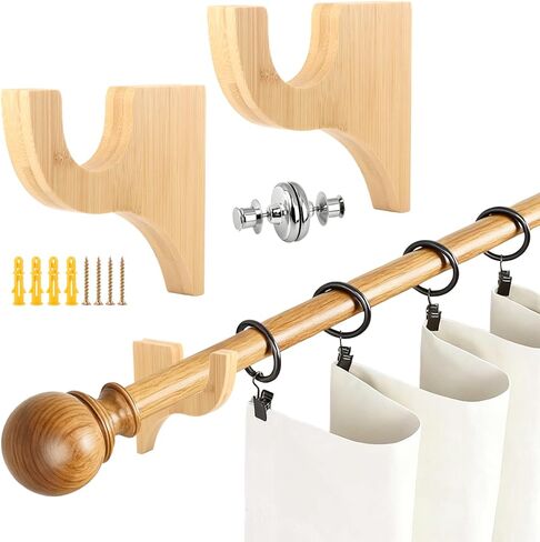 2 حزمة من دعامات قضيب الستارة الخشبية، دعامة مفردة من خشب الستارة كلاسيكية 3 1/2 بوصة لعمود 2 بوصة (لون الخشب) in Kuwait