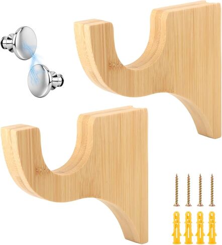 2 حزمة من دعامات قضيب الستارة الخشبية، دعامة مفردة من خشب الستارة كلاسيكية 3 1/2 بوصة لعمود 2 بوصة (لون الخشب) in Kuwait