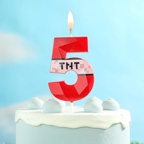 PHD CAKE 2.76 بوصة عدد 5 شموع عيد ميلاد للاعب باللون الأحمر، شموع أرقام تحت عنوان TNT، شموع أرقام الكيك، احتفالات الحفلات in Kuwait