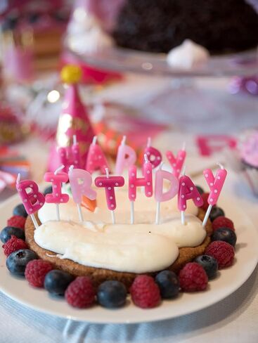 Party Partners Set of Happy Birthday Candles for Cake Decoration, 13 Letters, 1.25-inch, Pink White Dots in Saudi Arabia