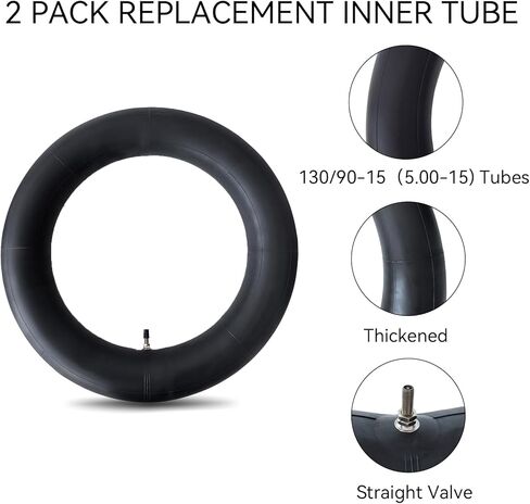 2 Pack 130/90-15 Inner Tube 5.00-15 5.10-15 Motorcycle Tire Tubes 500-15 510-15 Heavy Duty with Straight Valve Stem in Kuwait