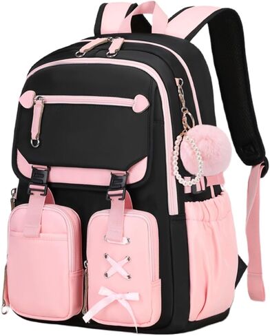 ZHANAO Color-block Girls Backpack Girls Schoolbag Kids Bookbag Elementary Middle School in Saudi Arabia