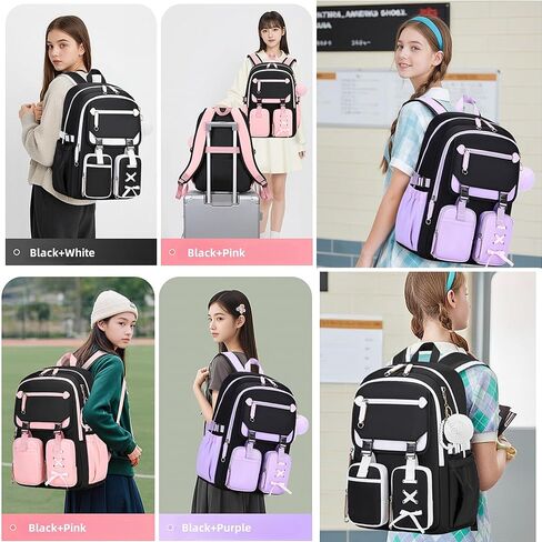 ZHANAO Color-block Girls Backpack Girls Schoolbag Kids Bookbag Elementary Middle School in Saudi Arabia