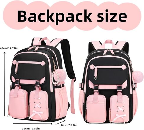 حقيبة ظهر للفتيات من ZHANAO ذات ألوان متعددة، حقيبة مدرسية للأطفال، حقيبة كتب للمدرسة الابتدائية والمتوسطة in Kuwait