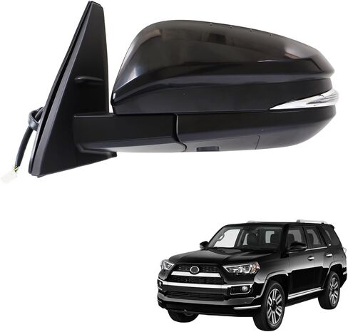 Side Door Mirror Left Driver Side for TOYOTA 4RUNNER 2014-2019 2020-2025 Left Driver Side POWER| SIGNAL| HEAT| PUDDLE LAMP| TO1320312, WHITE (LH)-9 Wires in Saudi Arabia