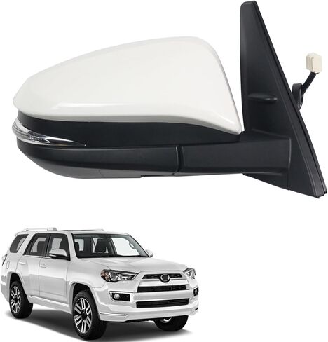 Side Door Mirror Left Driver Side for TOYOTA 4RUNNER 2014-2019 2020-2025 Left Driver Side POWER| SIGNAL| HEAT| PUDDLE LAMP| TO1320312, WHITE (LH)-9 Wires in Saudi Arabia