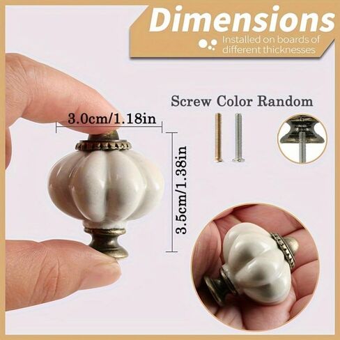 6pcs Acrylic Pumpkin Knobs, White Acrylic Cabinet Vintage Dresser, Vintage Decorative Drawer Pulls for Dressers, Closets, Cabinets, Furniture (Single Hole with Screws) in Saudi Arabia