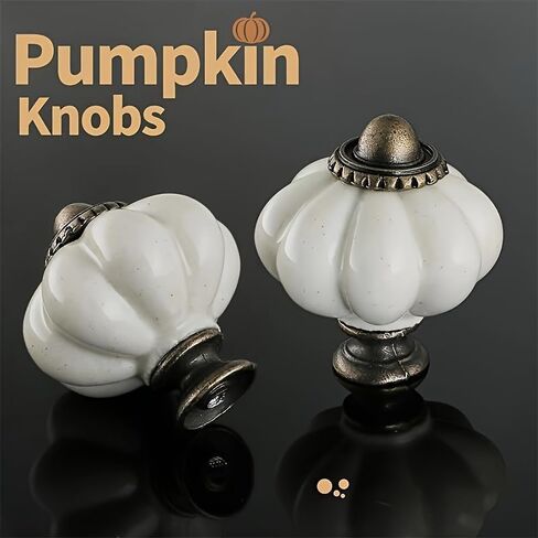 6pcs Acrylic Pumpkin Knobs, White Acrylic Cabinet Vintage Dresser, Vintage Decorative Drawer Pulls for Dressers, Closets, Cabinets, Furniture (Single Hole with Screws) in Saudi Arabia