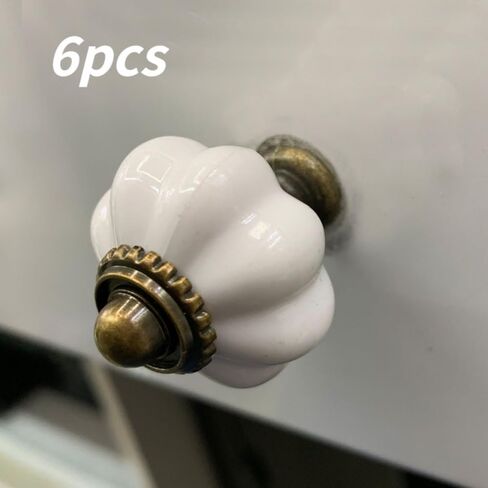 6pcs Acrylic Pumpkin Knobs, White Acrylic Cabinet Vintage Dresser, Vintage Decorative Drawer Pulls for Dressers, Closets, Cabinets, Furniture (Single Hole with Screws) in Saudi Arabia