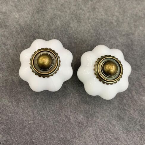 6pcs Acrylic Pumpkin Knobs, White Acrylic Cabinet Vintage Dresser, Vintage Decorative Drawer Pulls for Dressers, Closets, Cabinets, Furniture (Single Hole with Screws) in Saudi Arabia