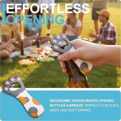 لطيف القط مخلب فتاحة زجاجات المغناطيس، مغناطيس الثلاجة سيليكون فتاحة زجاجات معدنية للبيرة فحم الكوك نادل المطبخ برواري المعادن الجدة لطيف شكل متعة، فريدة من نوعها أفكار هدايا البيرة عيد ميلاد (رمادي) in Kuwait
