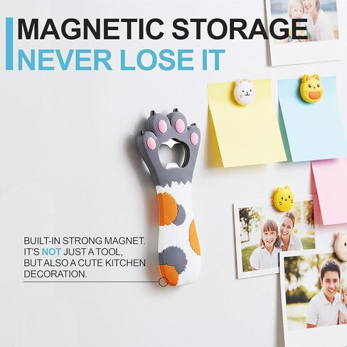 لطيف القط مخلب فتاحة زجاجات المغناطيس، مغناطيس الثلاجة سيليكون فتاحة زجاجات معدنية للبيرة فحم الكوك نادل المطبخ برواري المعادن الجدة لطيف شكل متعة، فريدة من نوعها أفكار هدايا البيرة عيد ميلاد (رمادي) in Kuwait