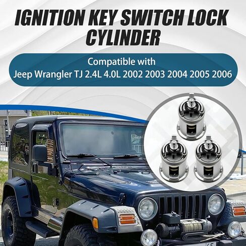 5003843AA Ignition Starter Switch Door Lock Cylinder Set withTwo Keys Fit for Jeep Wrangler TJ 2002 2003 2004 2005 2006 Ignition Key Switch Lock Cylinder Replace 5003843AB 68001713AA 4864651 ﻿ in Kuwait