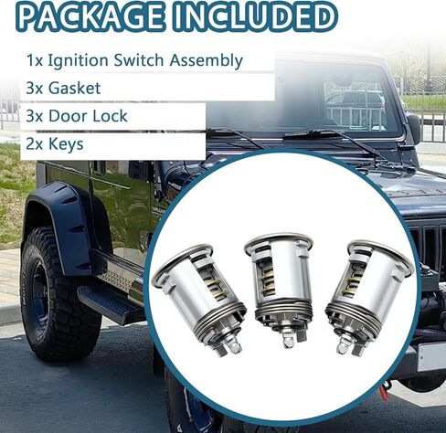 5003843AA Ignition Starter Switch Door Lock Cylinder Set withTwo Keys Fit for Jeep Wrangler TJ 2002 2003 2004 2005 2006 Ignition Key Switch Lock Cylinder Replace 5003843AB 68001713AA 4864651 ﻿ in Kuwait