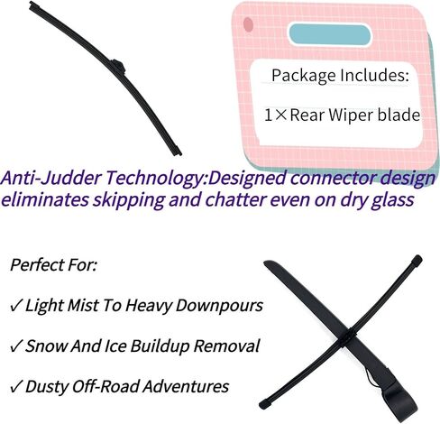 Rear Wiper Blade for Audi A4 allroad 2017-2025 2024 2023 2022 2021 2020 2019 2018 Wagon | Exact Fit Premium Plus Prestige Models | Rear Back Windshield Wiper Blade Replacement in Saudi Arabia