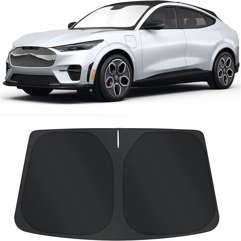 TINGLU Sun Shade for Ford Mustang Mach-E 2021-2024 2025 Accessories Windshield Sun Shade Window Shade UV Rays Protection Sun Visor Cover with Steering Wheel Sunshade Storage Bag in Saudi Arabia