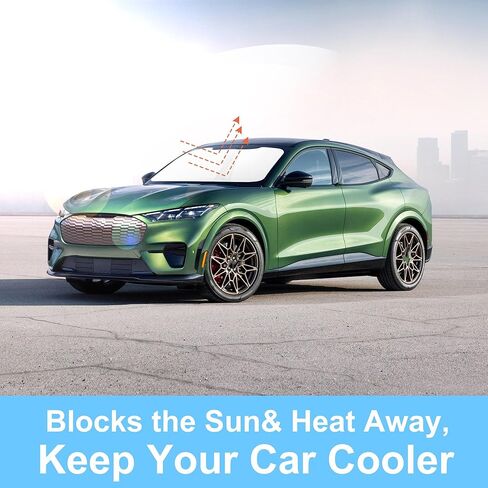 TINGLU Sun Shade for Ford Mustang Mach-E 2021-2024 2025 Accessories Windshield Sun Shade Window Shade UV Rays Protection Sun Visor Cover with Steering Wheel Sunshade Storage Bag in Saudi Arabia