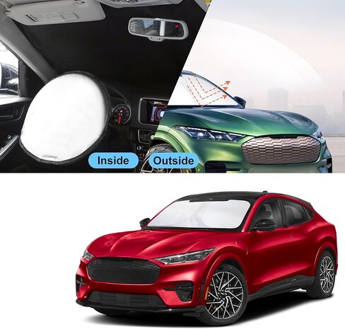 TINGLU Sun Shade for Ford Mustang Mach-E 2021-2024 2025 Accessories Windshield Sun Shade Window Shade UV Rays Protection Sun Visor Cover with Steering Wheel Sunshade Storage Bag in Saudi Arabia