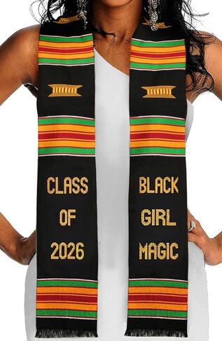 Kwabla's Black Girl Magic Graduation Stole 2026 | Kente Stole Class of 2026 | Kente Graduation Stole 2026 in Saudi Arabia